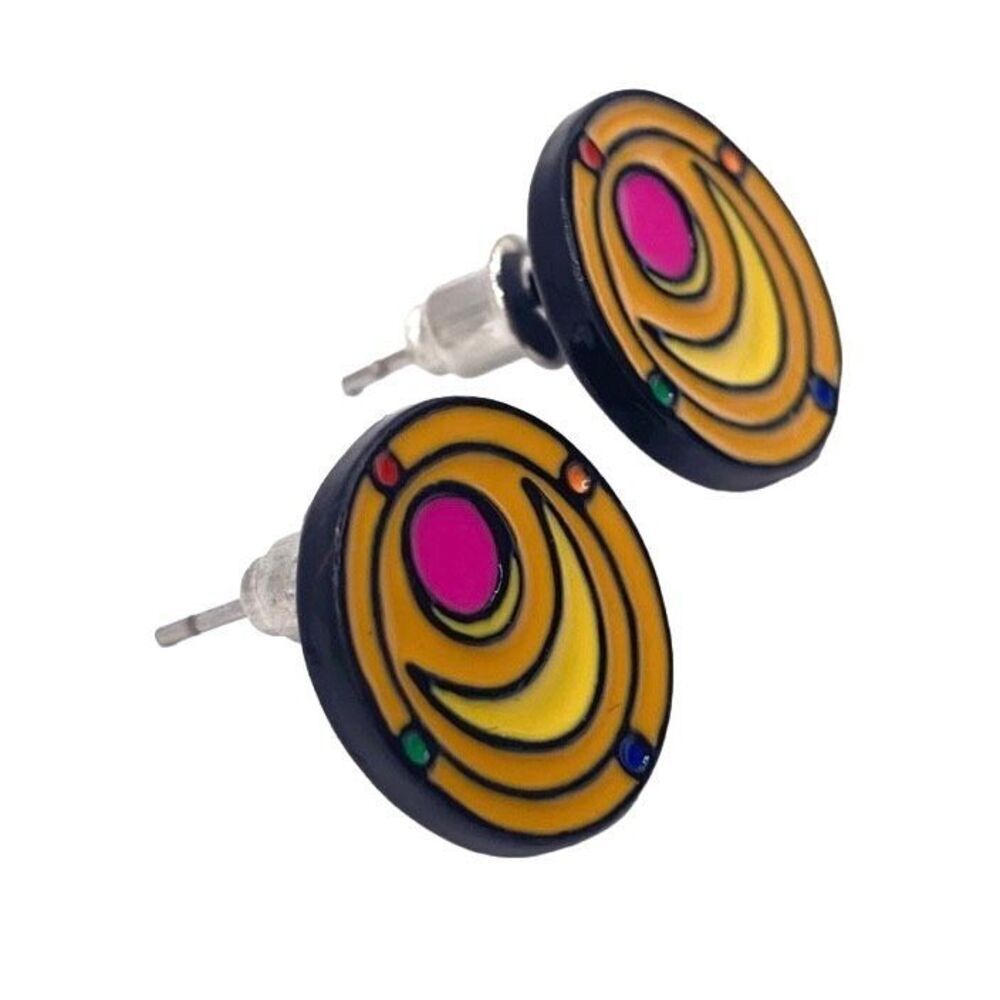 Enamel Yellow and Pink Sailor Moon Cosplay Stud Earrings